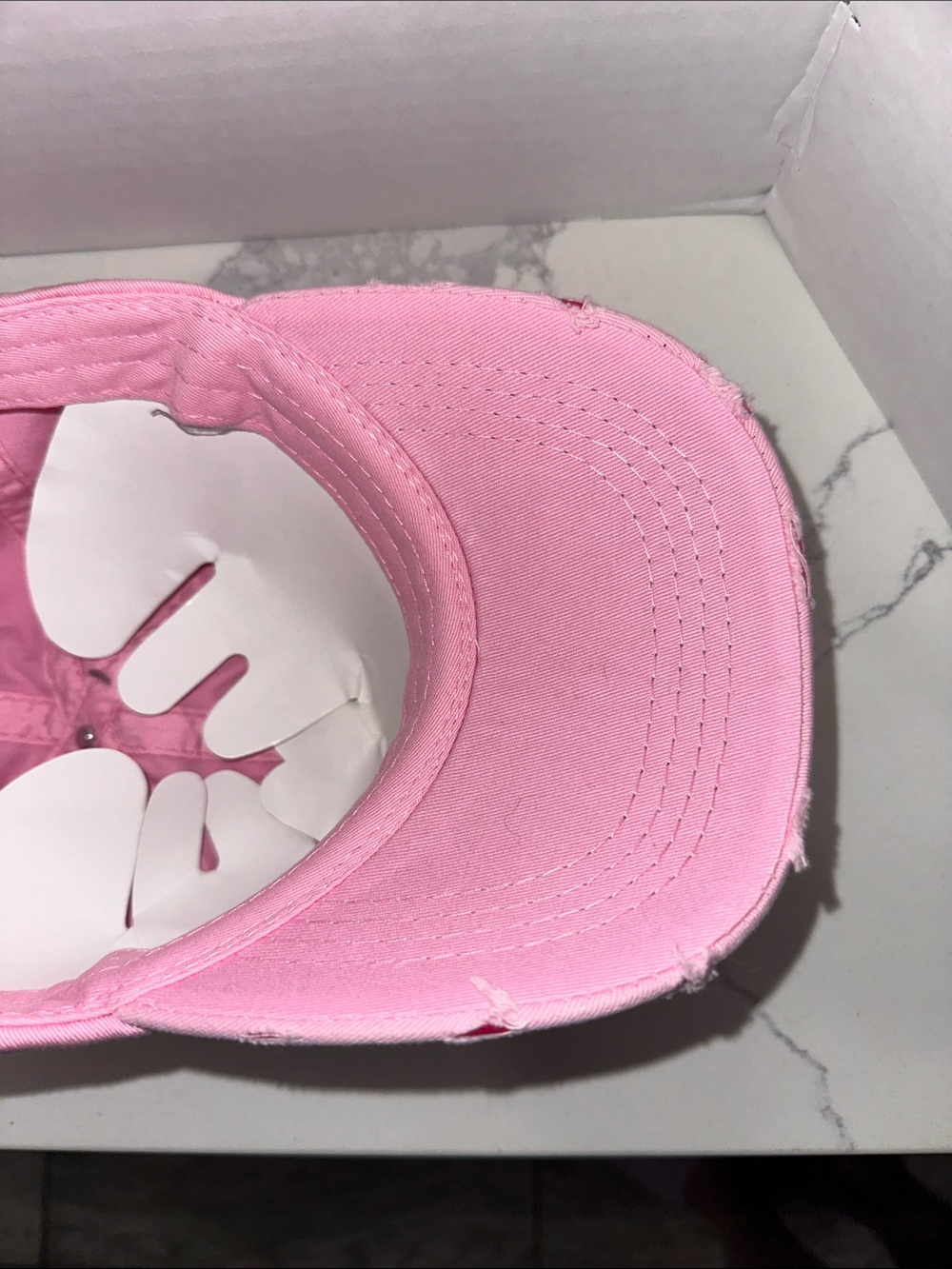 Pink Ribbon Distressed Baseball Cap - - Picture 8 of 8